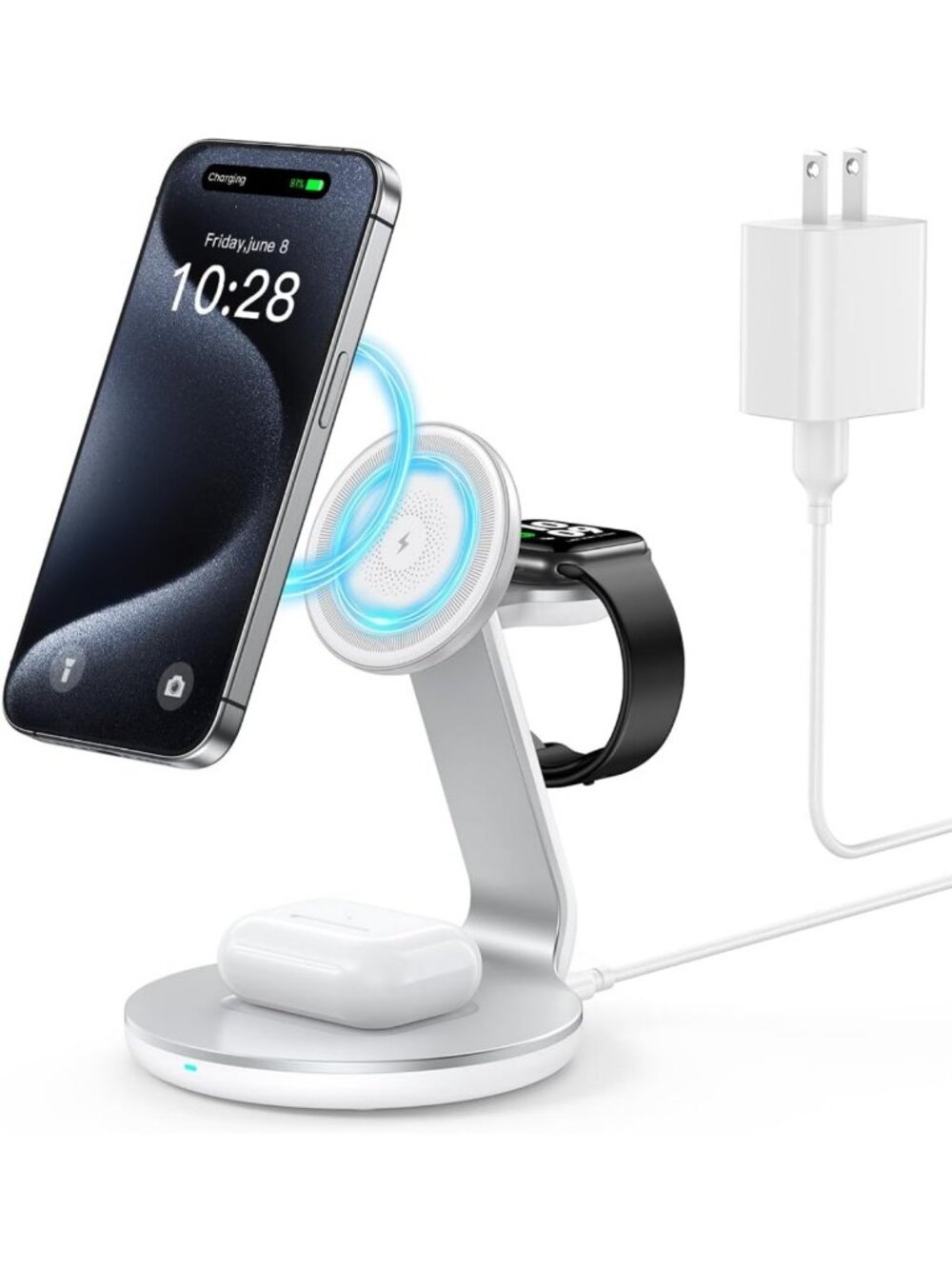 3-in-1 Wireless Charging Station for Magsafe, Fast Charge for Phone